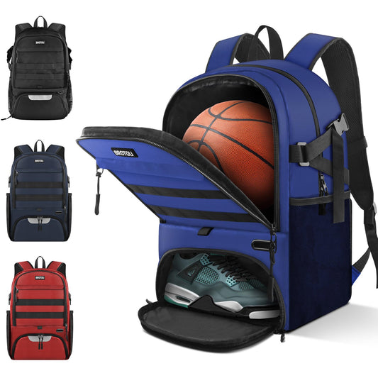 Basketball Backpack Large Basketball Bag with Ball holder & Shoes compartment for Basketball Soccer Volleyball (Blue)